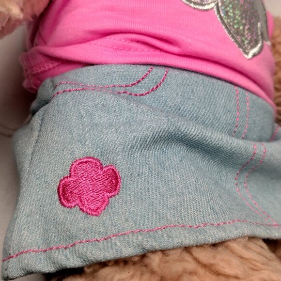 Build A Bear Workshop Bear Girl Scouts Trefoil T Shirt Denim Jean Skirt Set - Picture 11 of 16